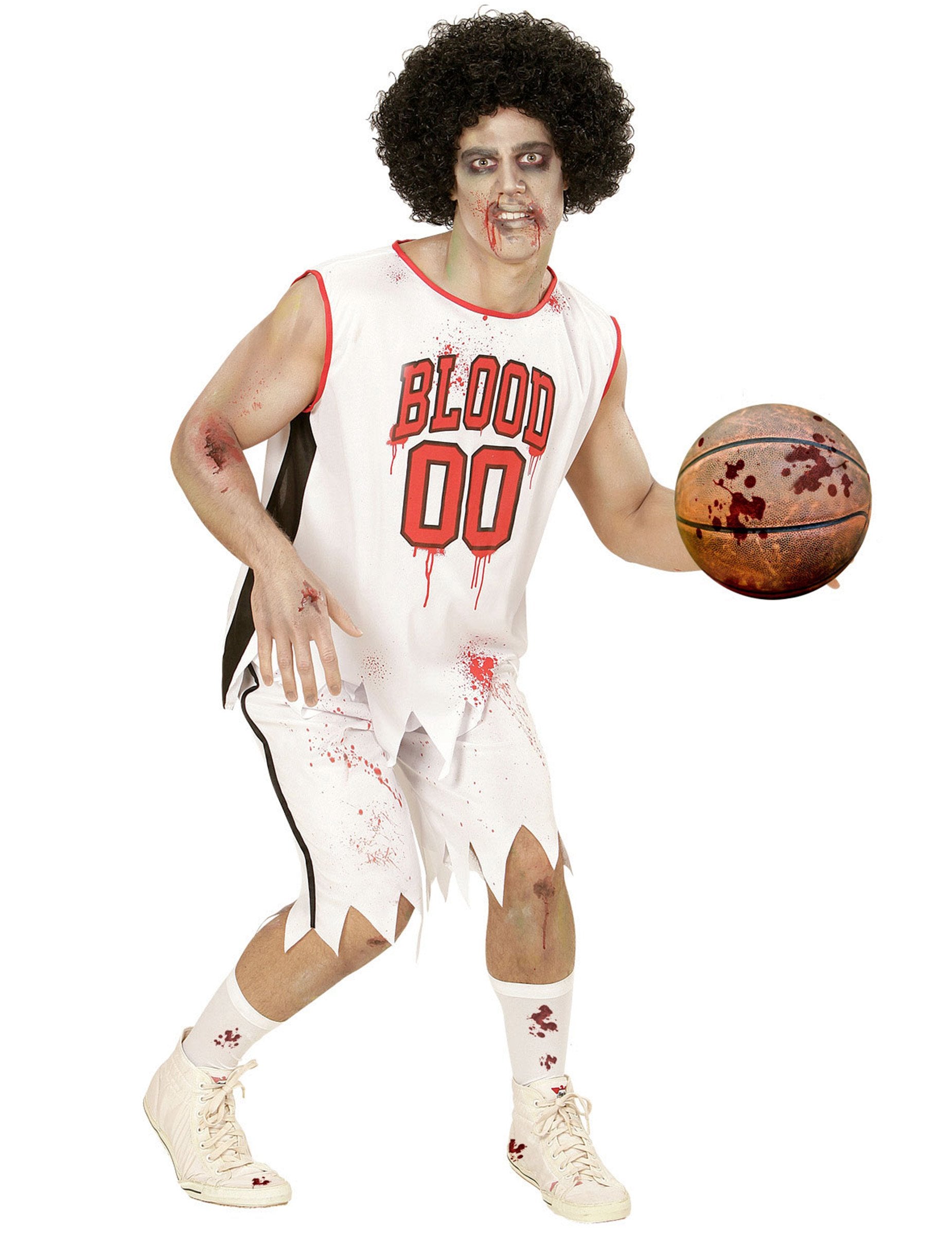 Ballon de basket ensanglanté du déguisement joueur de basket zombie