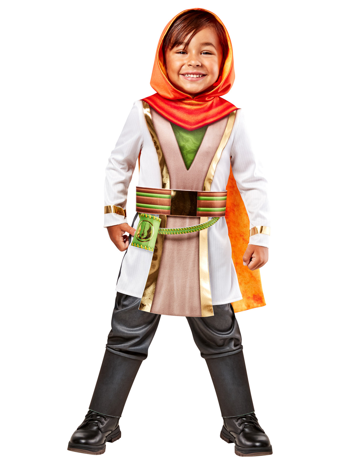 Déguisement Kai Young Jedi Star Wars pour enfant blanc et marron avec capuche orange