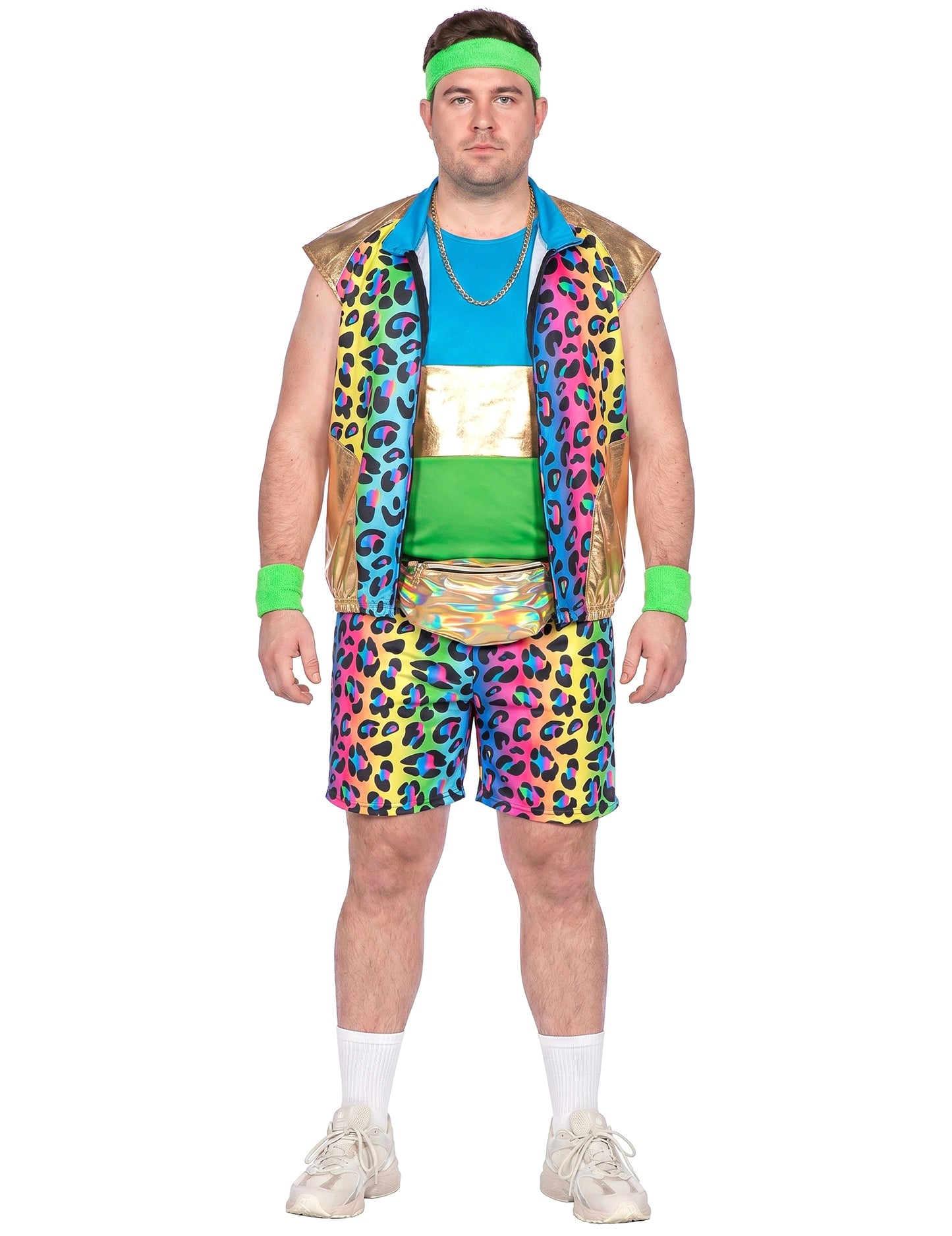 Fato kitsch de pantera multicolor para homem
