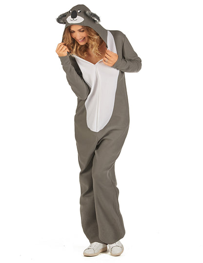 Déguisement de koala pour femme gris et blanc