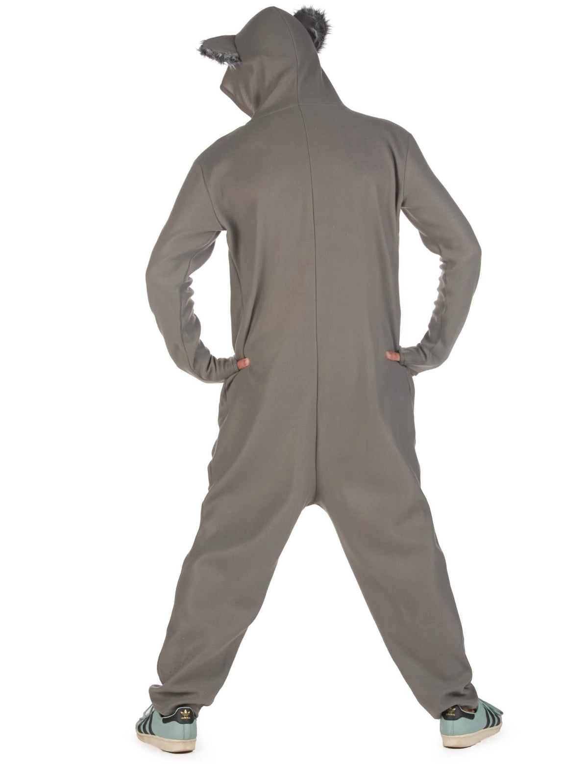 Vista traseira do fato de koala para homem