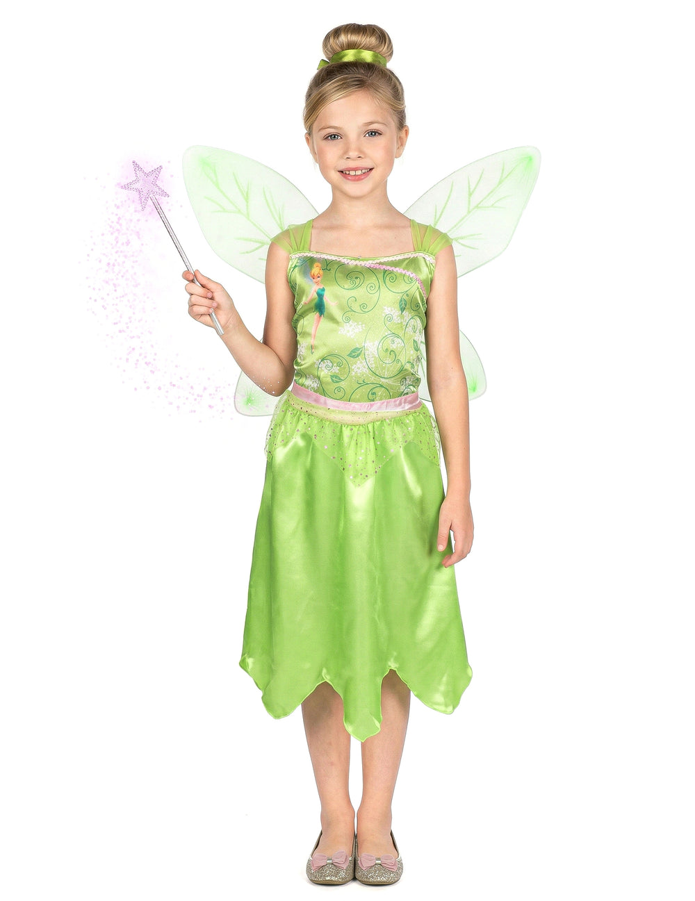 Déguisement de la Fée Clochette basique pour fille vert avec ailes