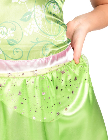 Détail du volant pailleté et de la ceinture du déguisement de la Fée Clochette basique