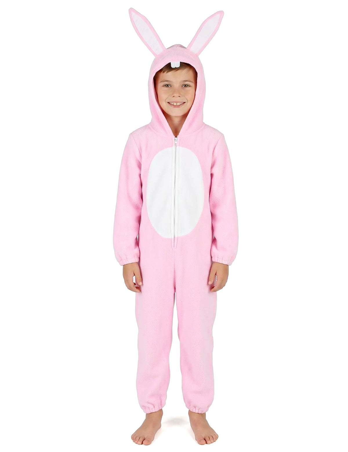 Vue de face de la combinaison du déguisement de lapin pour enfant