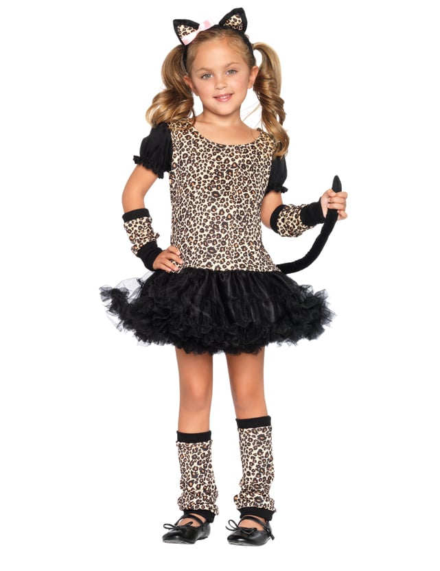 Déguisement léopard pour fille avec tutu noir et imprimé animalier