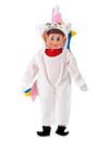 Fato de unicórnio para boneca duende traquina branco com corno cor de rosa