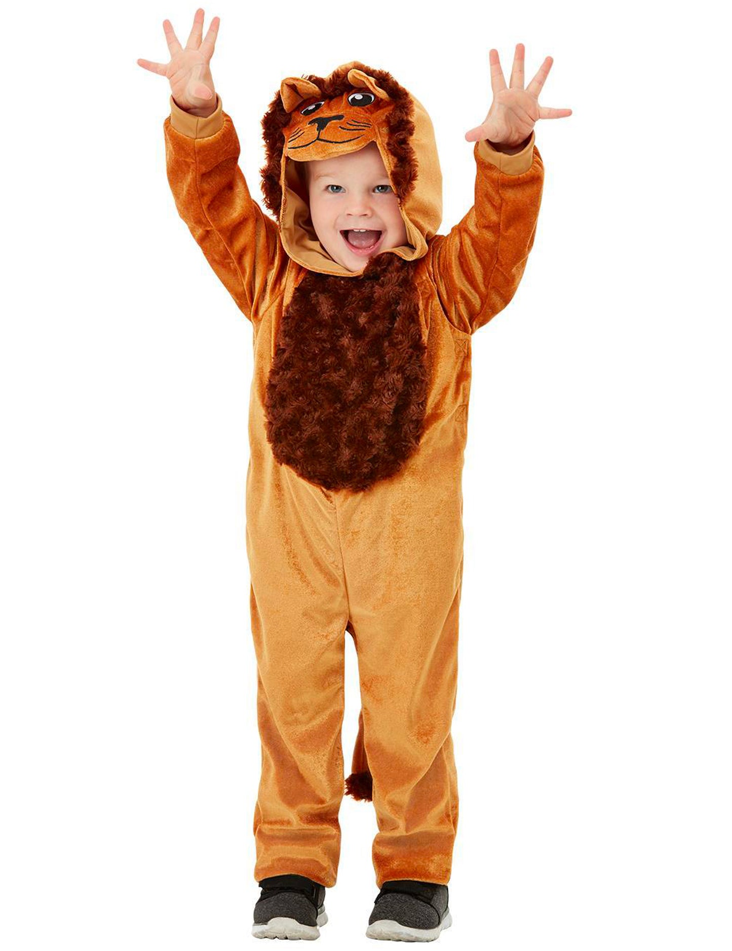 Déguisement lion pour bébé orange et marron avec crinière