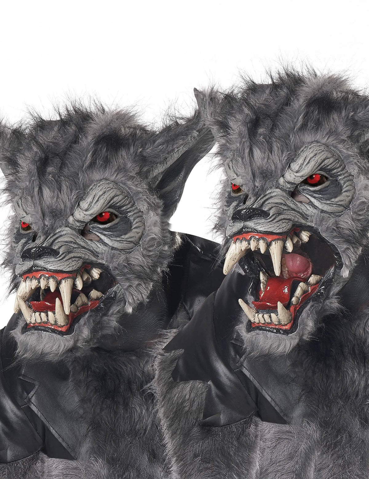 Detalhe da máscara articulada do fato de lobo-garou em perfecto de luxo