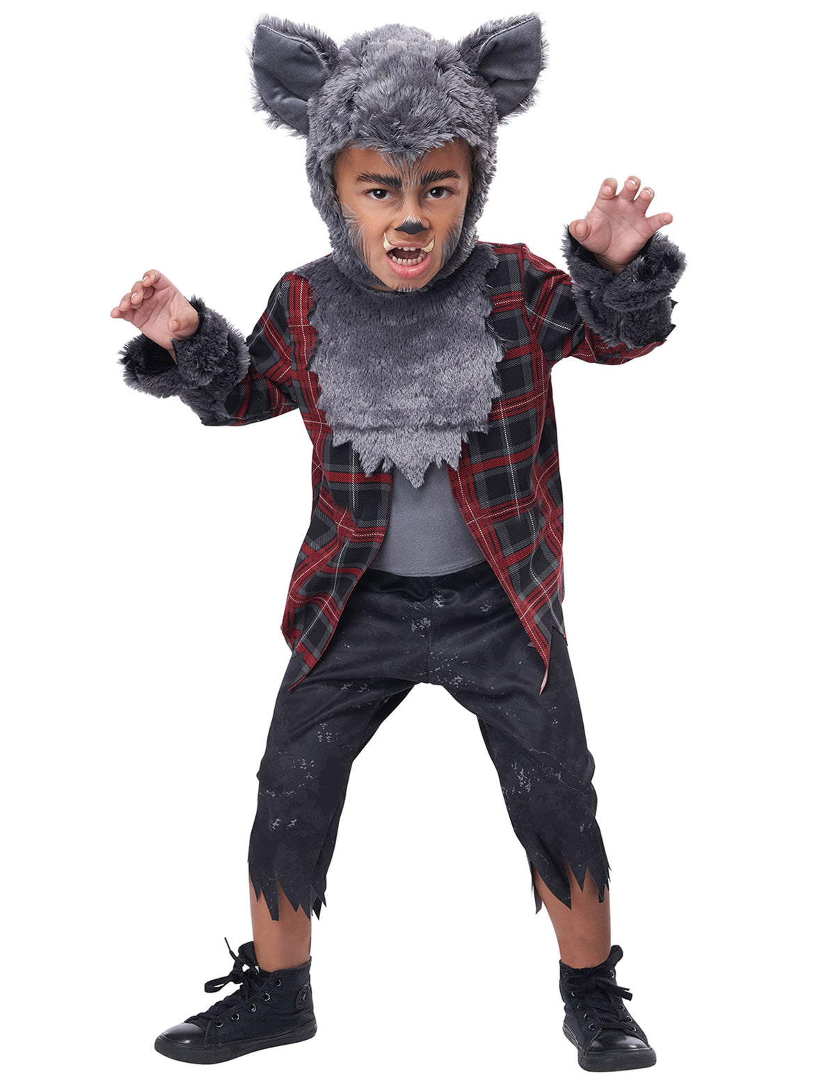Déguisement loup garou luxe pour garçon rouge et gris