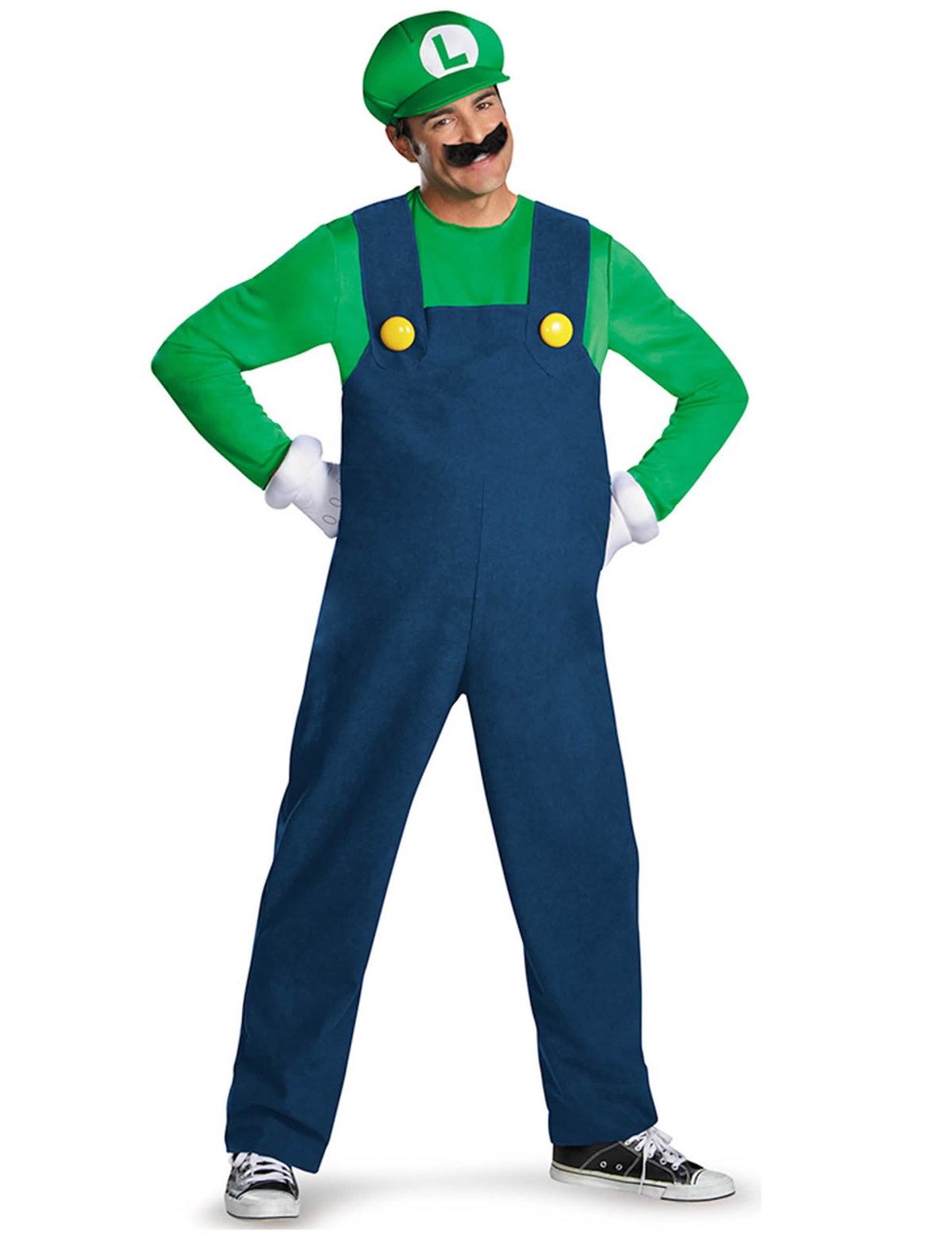 Fato de Luigi Deluxe para adulto verde e azul com boné e bigode