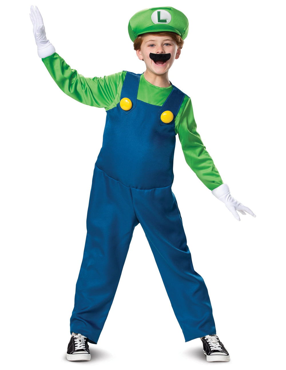 Déguisement Luigi Deluxe pour enfant vert et bleu avec casquette et moustache