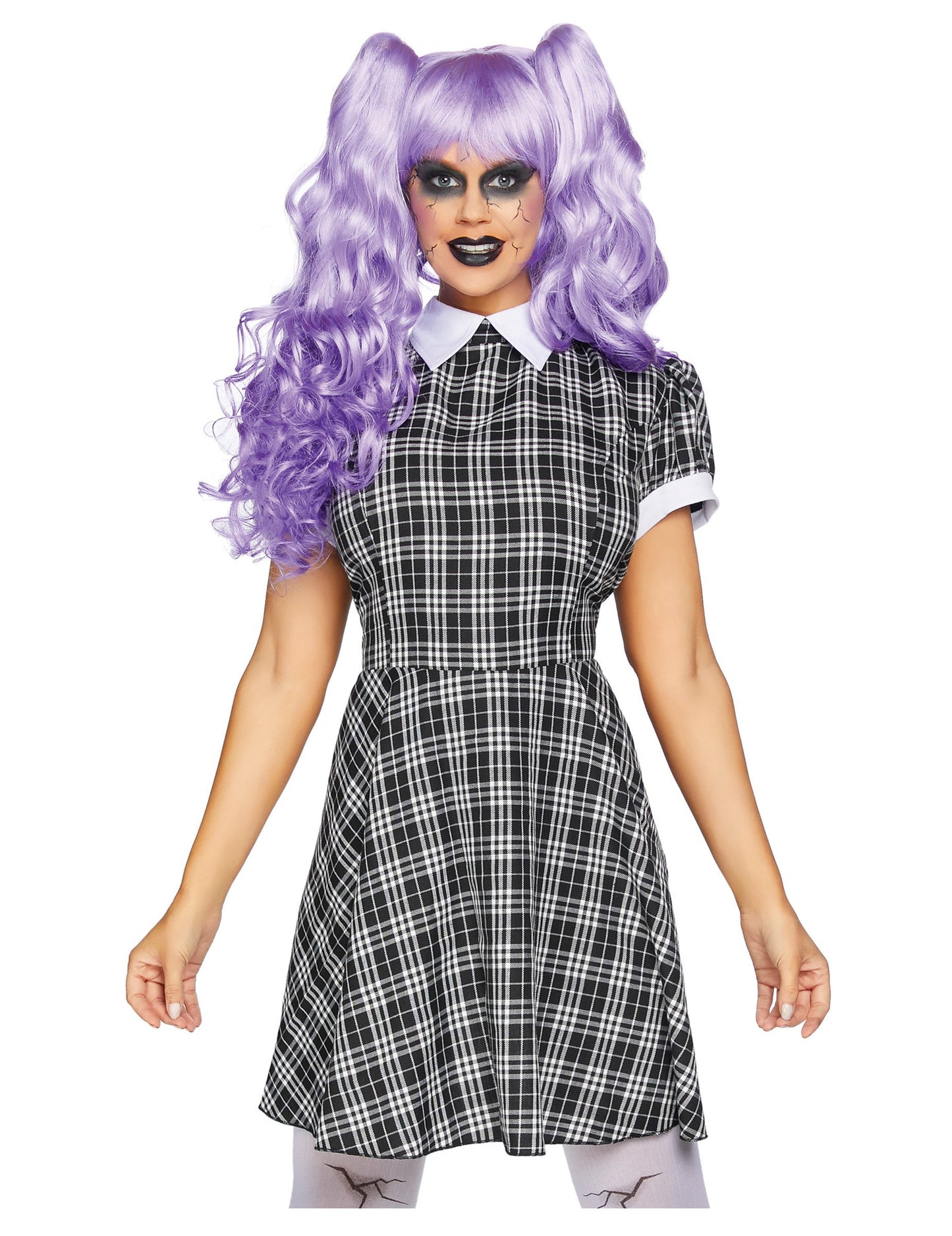 Déguisement babydoll luxe pour femme noir et blanc à carreaux