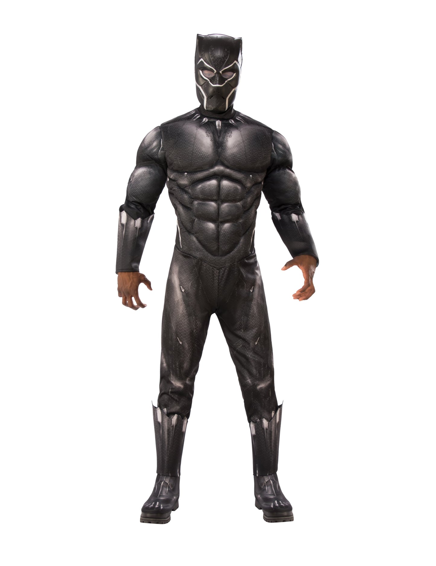 Déguisement luxe Black Panther Avengers pour adulte noir avec torse musclé et masque