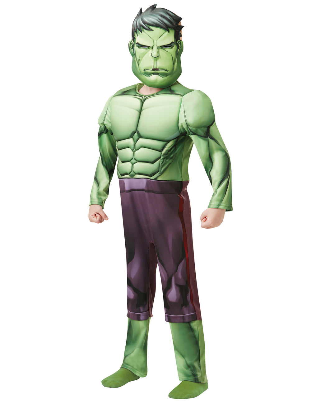 Déguisement luxe Hulk pour enfant vert et violet avec masque