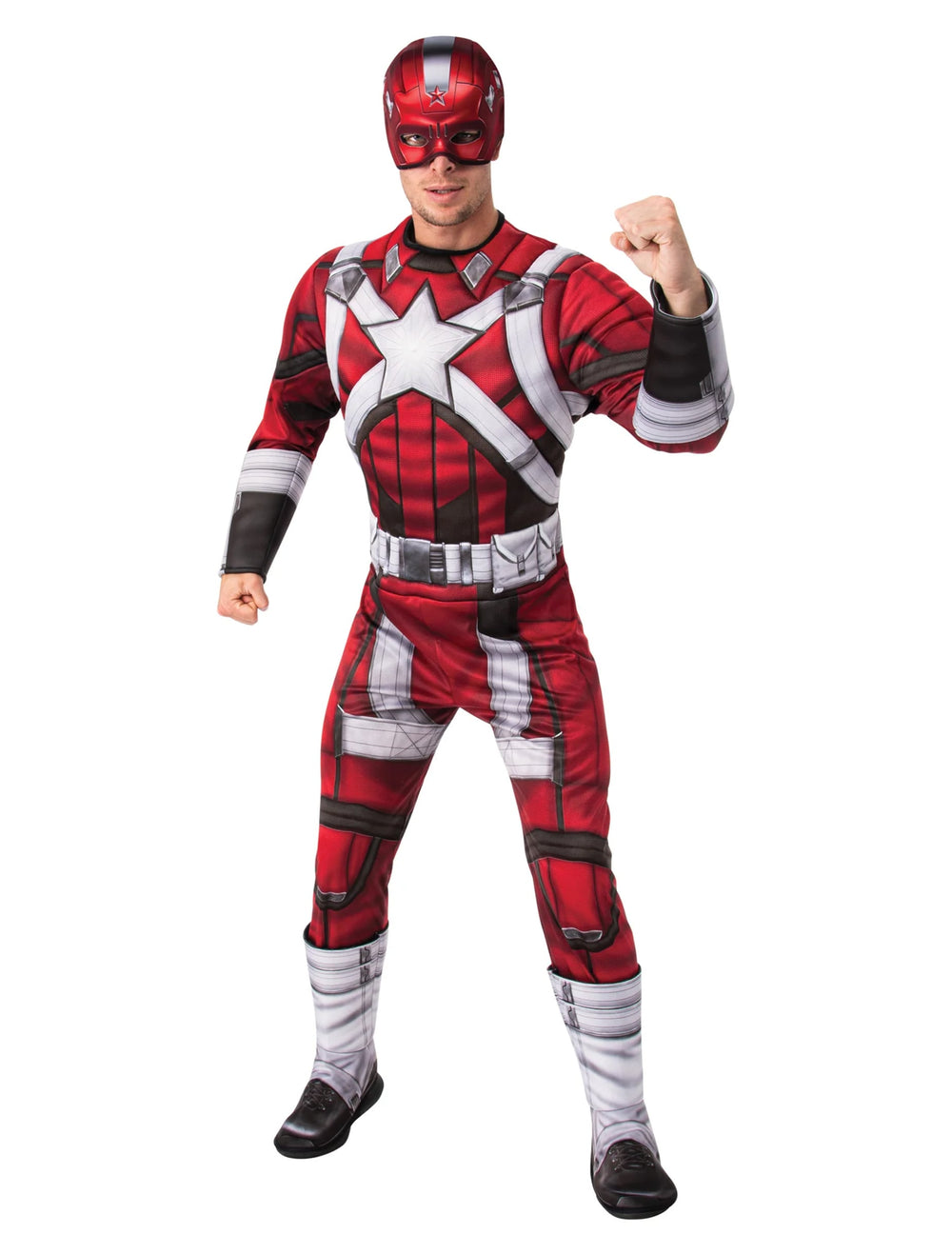 Déguisement luxe Red Guardian Black Widow pour homme rouge et blanc avec masque