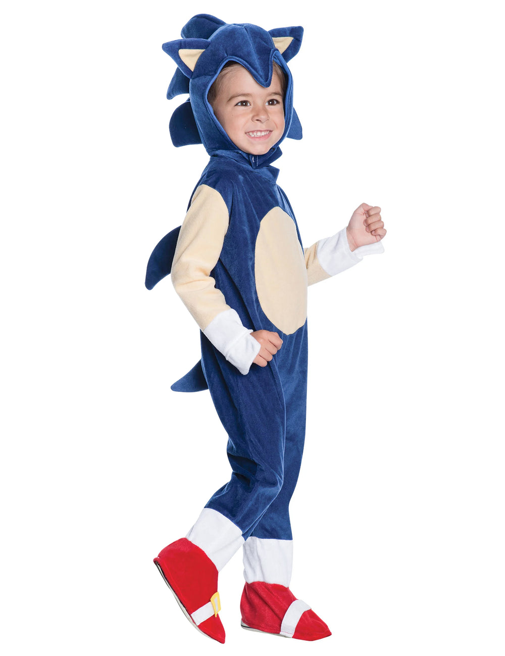 Déguisement luxe Sonic™ pour enfant bleu et beige avec couvre-chaussures rouges