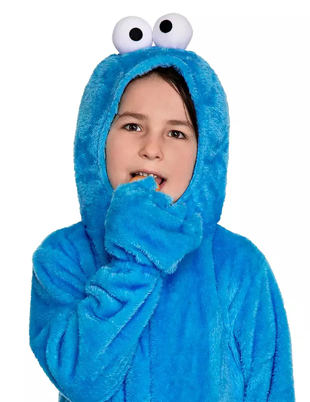 Gros plan sur la capuche du déguisement Macaron le Glouton Sésame Street