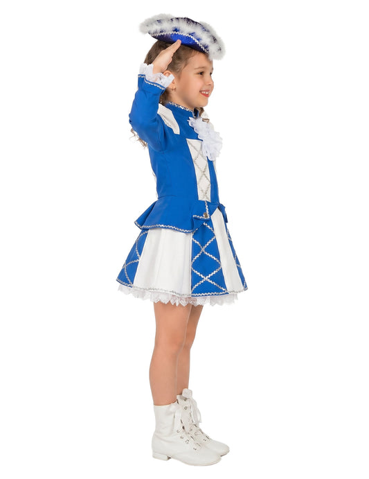 Fato de majorette em gabardina azul para menina