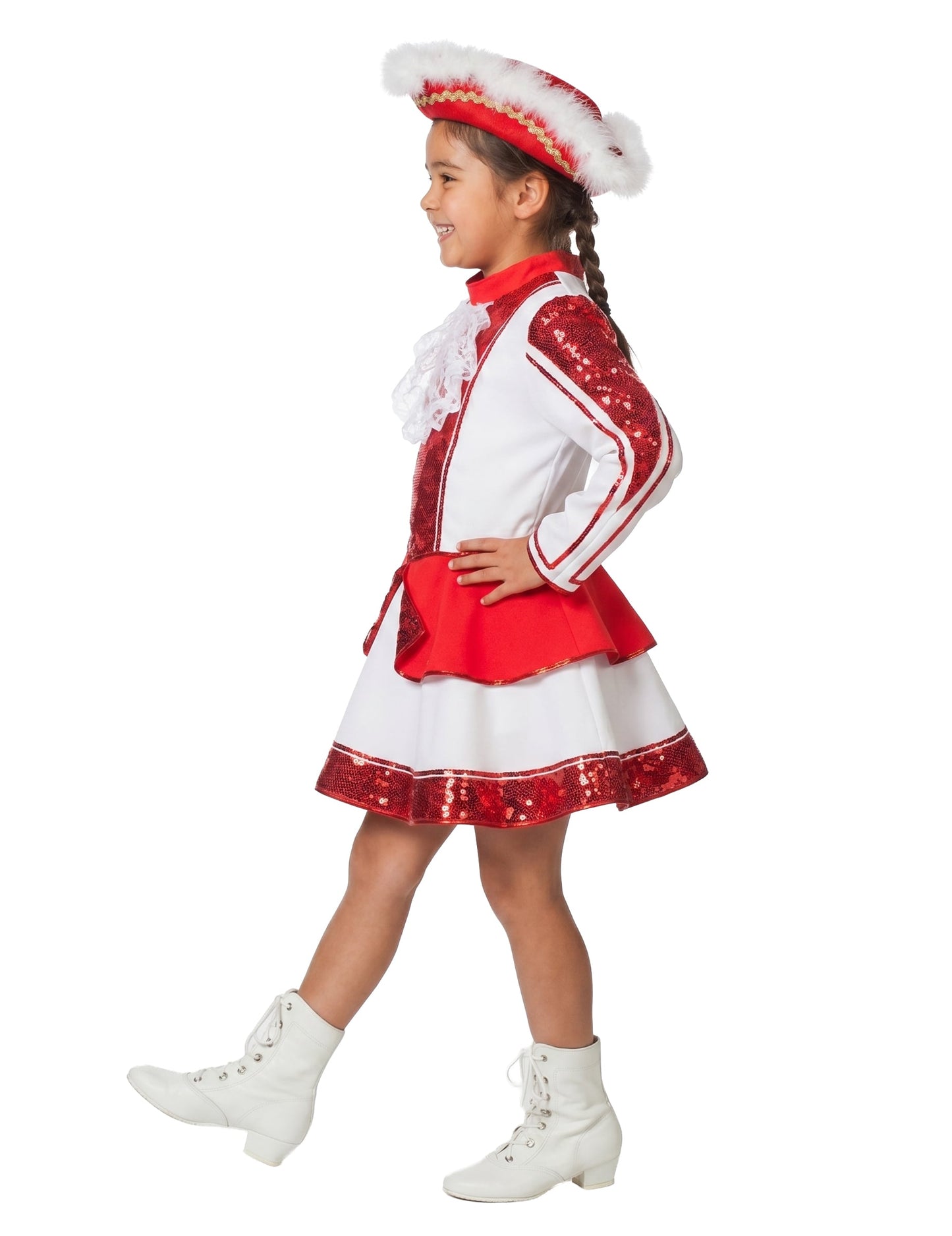 Fato de majorette em gabardine vermelha para menina