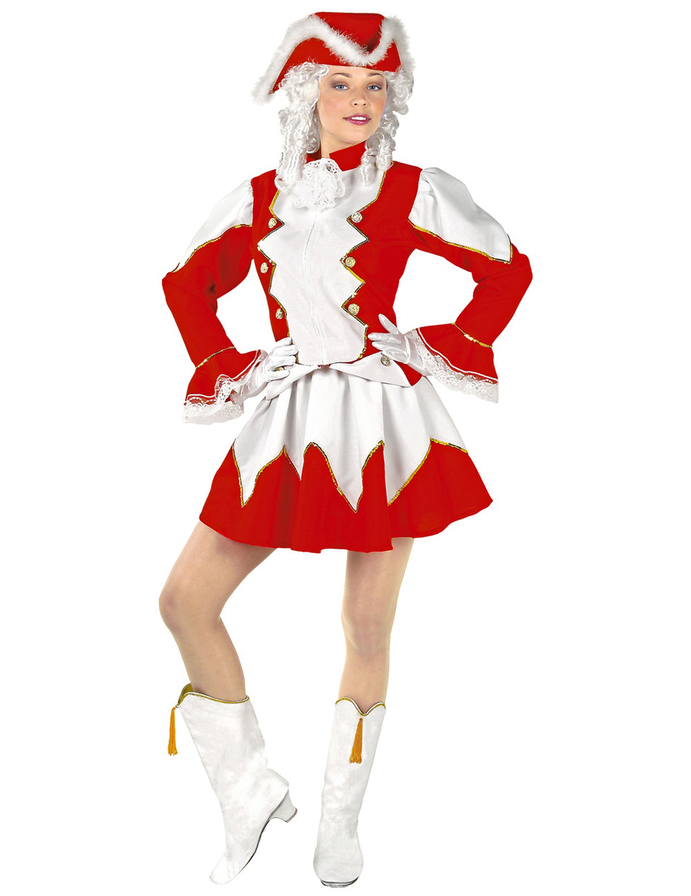 Déguisement de majorette pour femme rouge et blanc avec chapeau