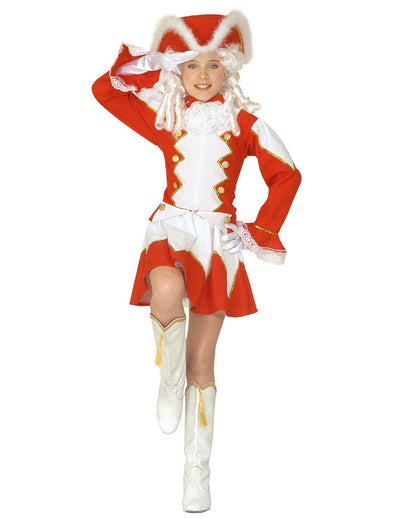 Déguisement majorette pour fille rouge et blanc avec chapeau