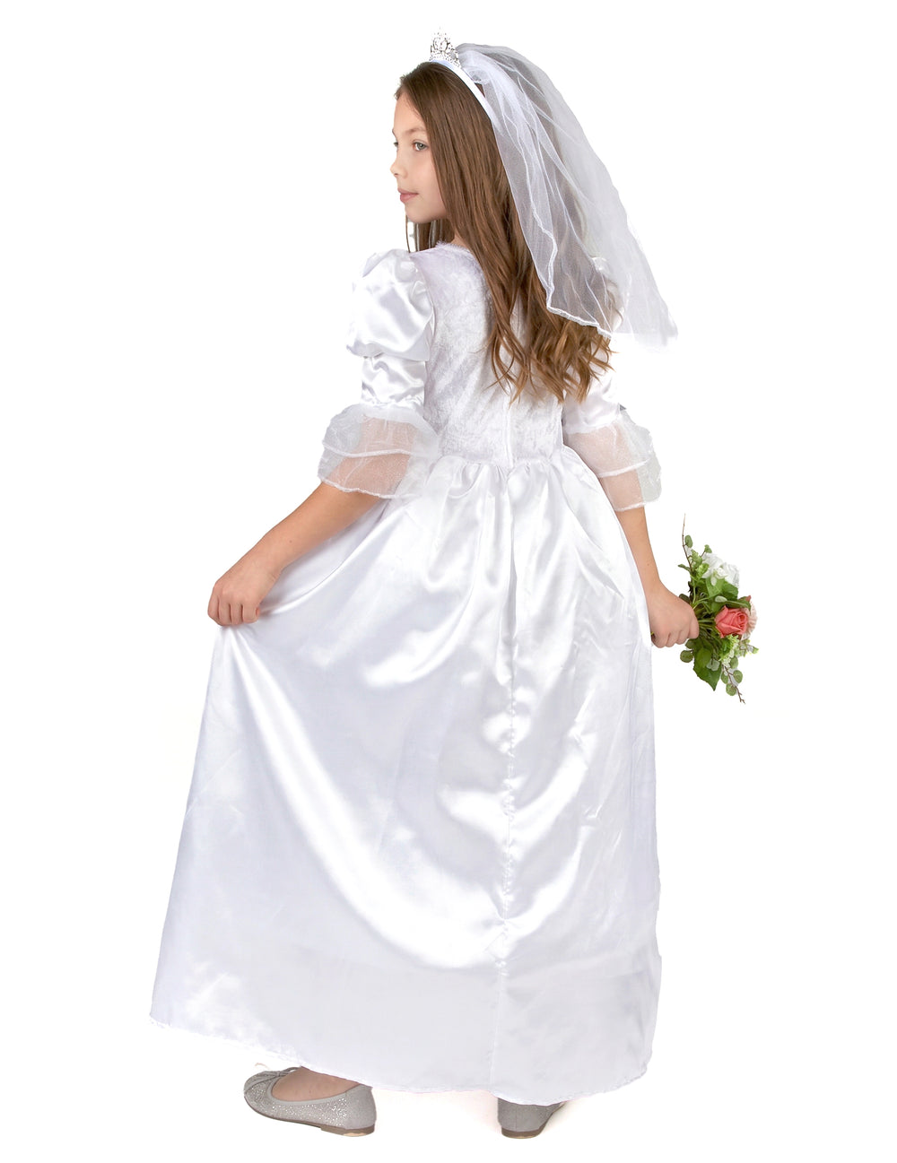 Vue de dos du déguisement de mariée pour fille