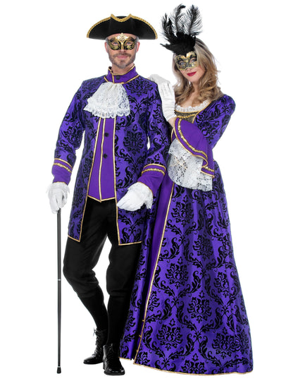 Fato de marquês barroco roxo luxuoso para homem