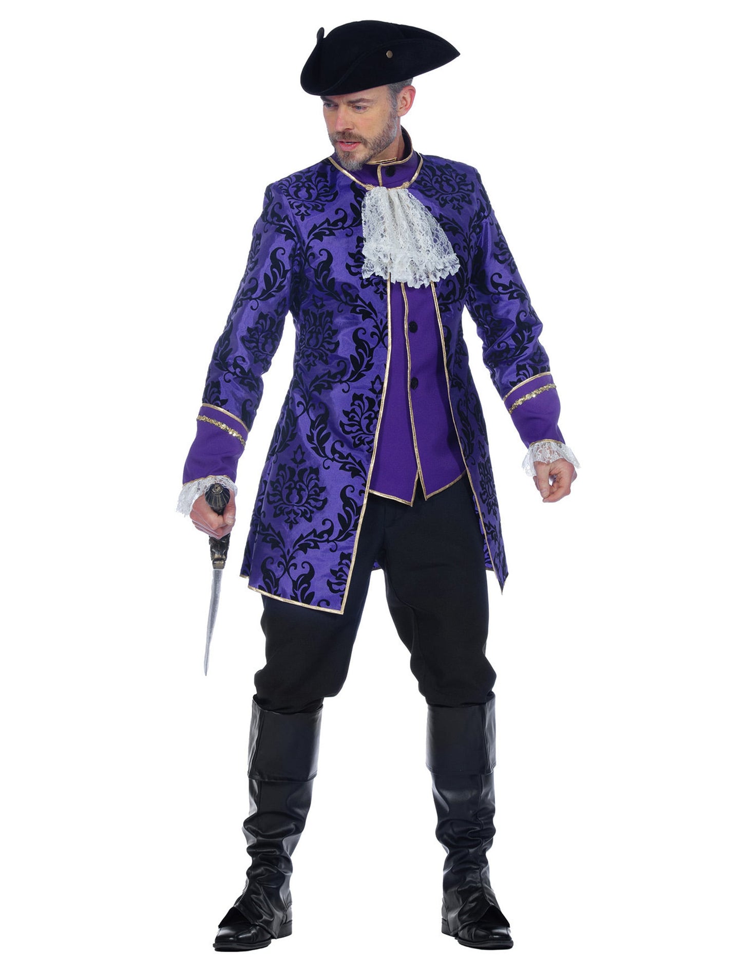 Fato de marquês barroco roxo luxuoso para homem