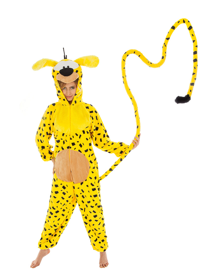 Détail de la longue queue du déguisement Marsupilami™ pour adulte