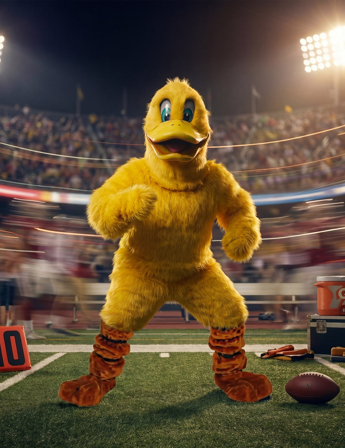 Disfarce de mascote pato amarelo para adulto