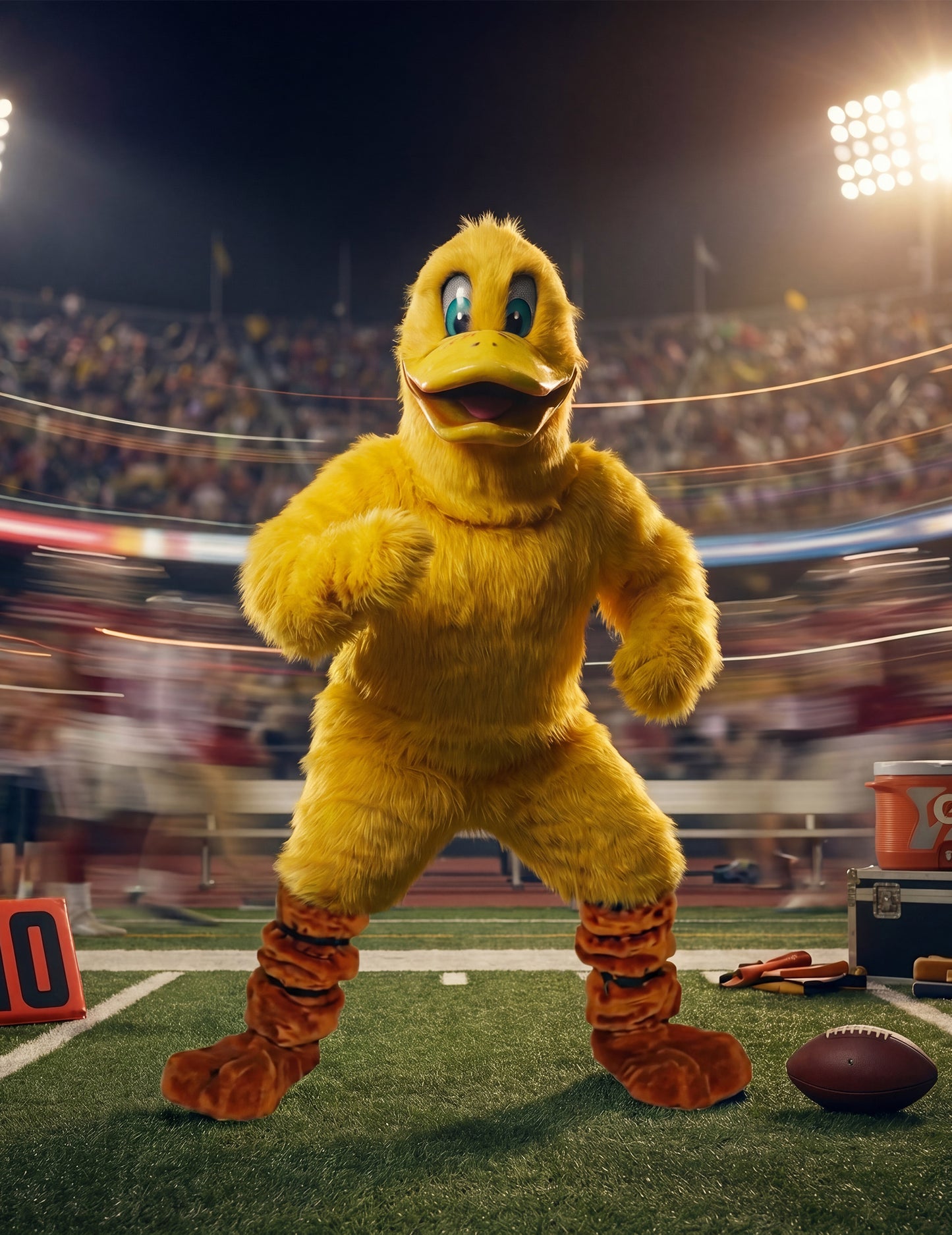 Disfarce de mascote pato amarelo para adulto