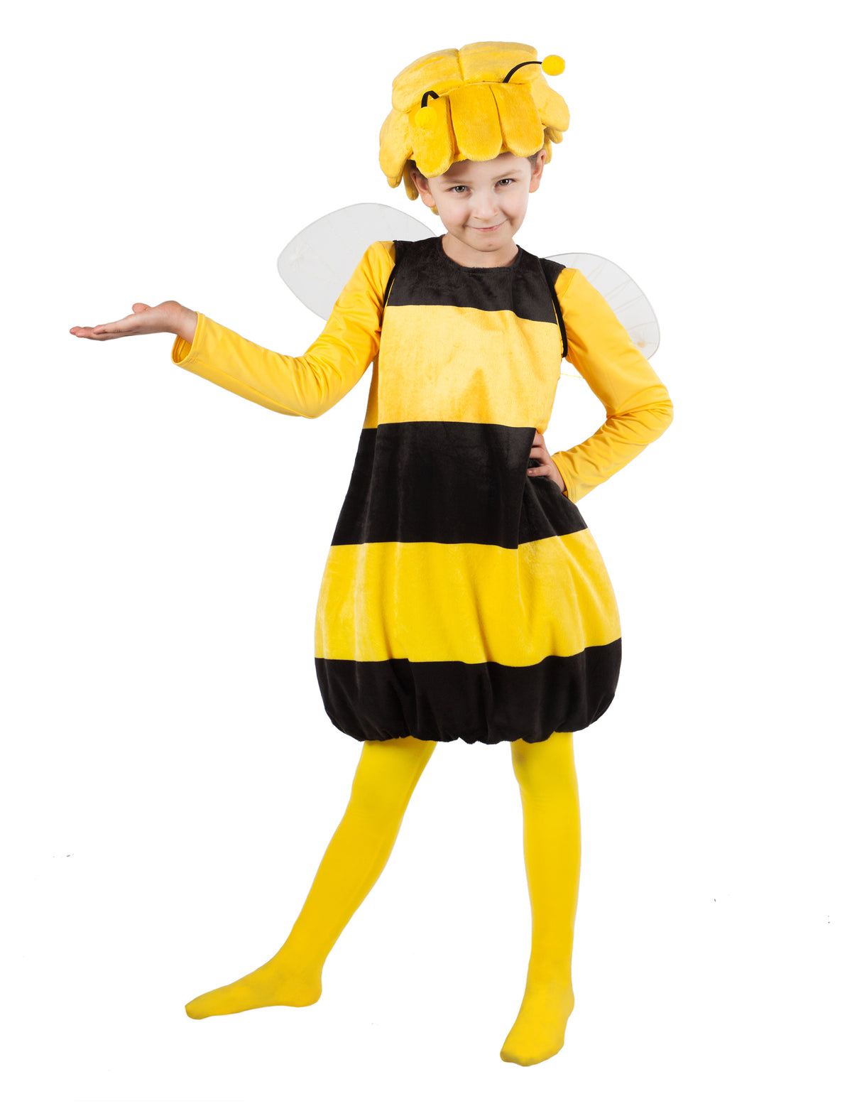 Déguisement Maya l'Abeille™ pour enfant jaune et noir avec ailes et coiffe
