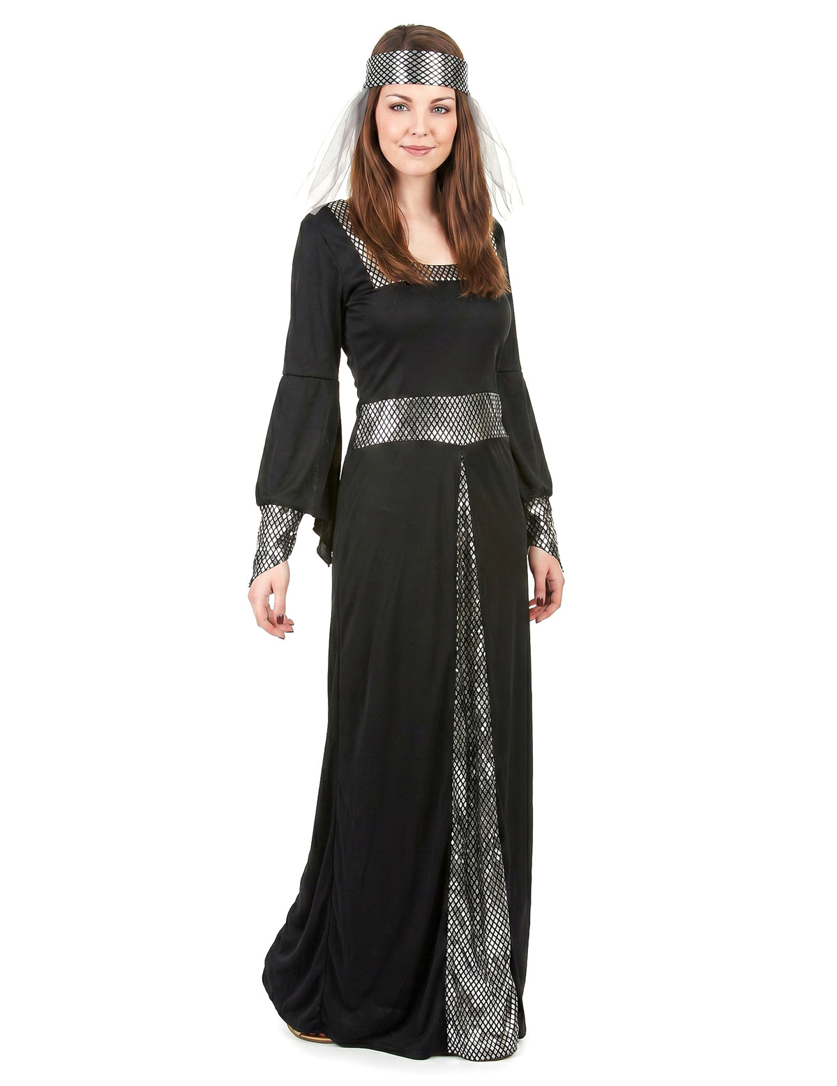 Disfarce medieval preto mulher