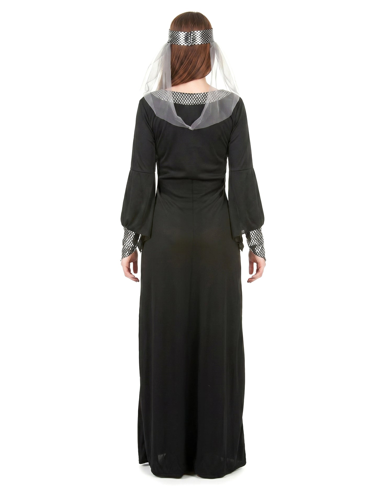 Disfarce medieval preto mulher
