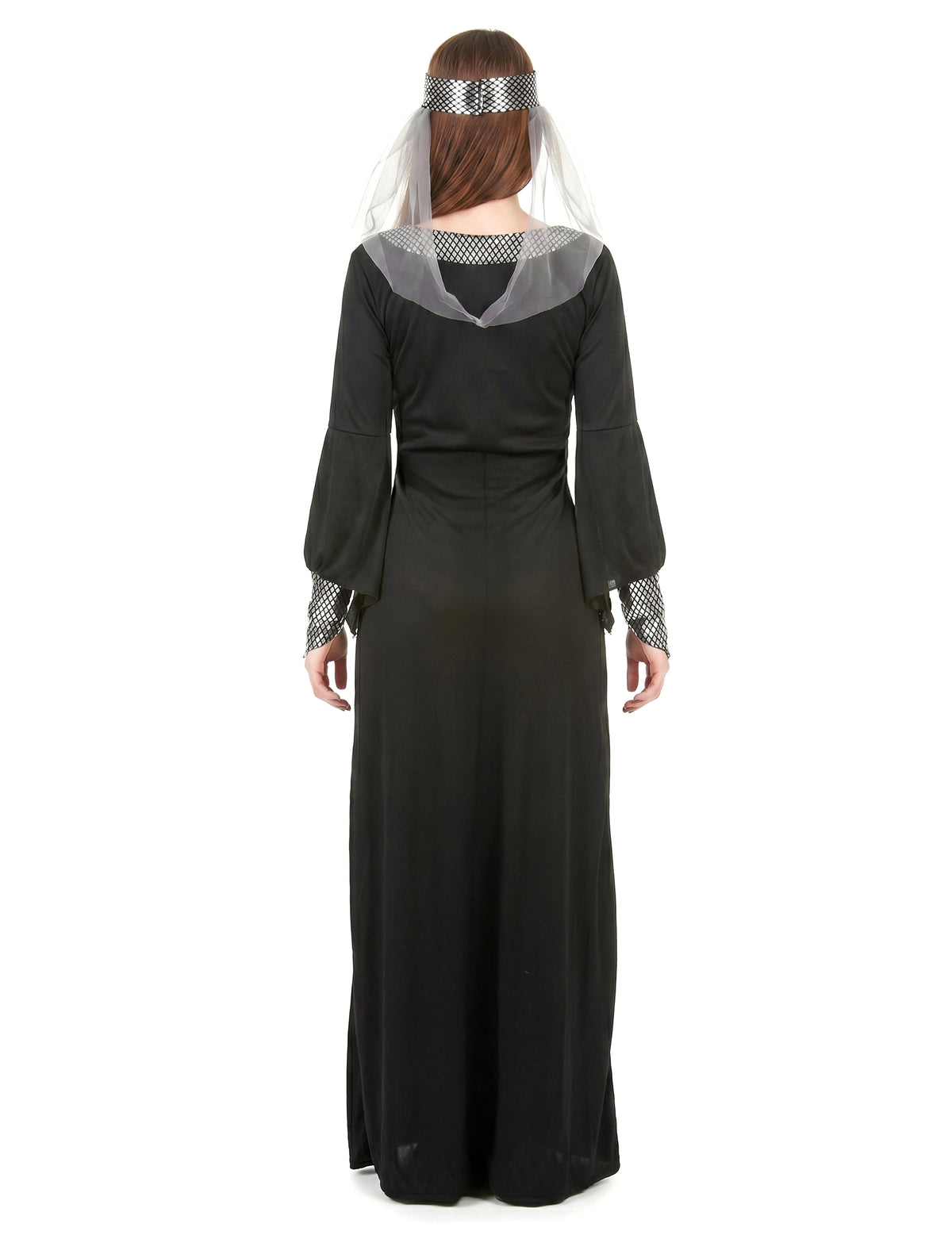 Disfarce medieval preto mulher