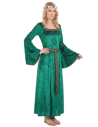 Disfarce medieval verde efeito veludo mulher
