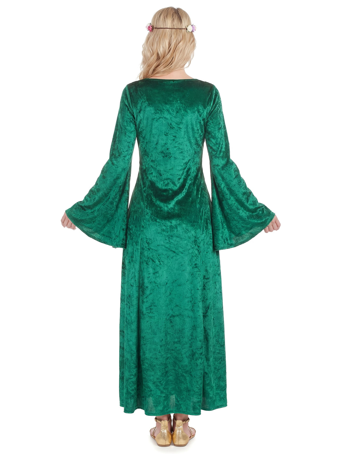 Disfarce medieval verde efeito veludo mulher