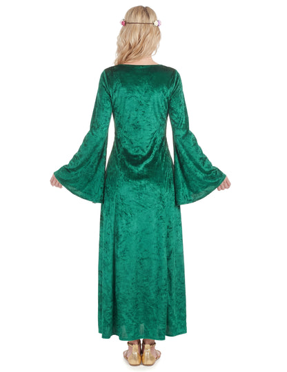 Disfarce medieval verde efeito veludo mulher