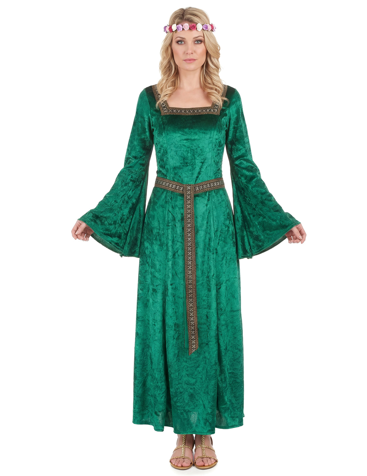 Disfarce medieval verde efeito veludo mulher