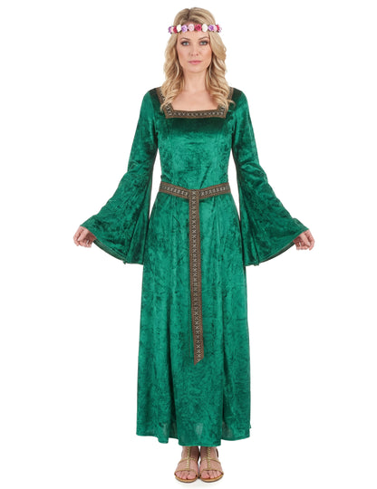 Disfarce medieval verde efeito veludo mulher