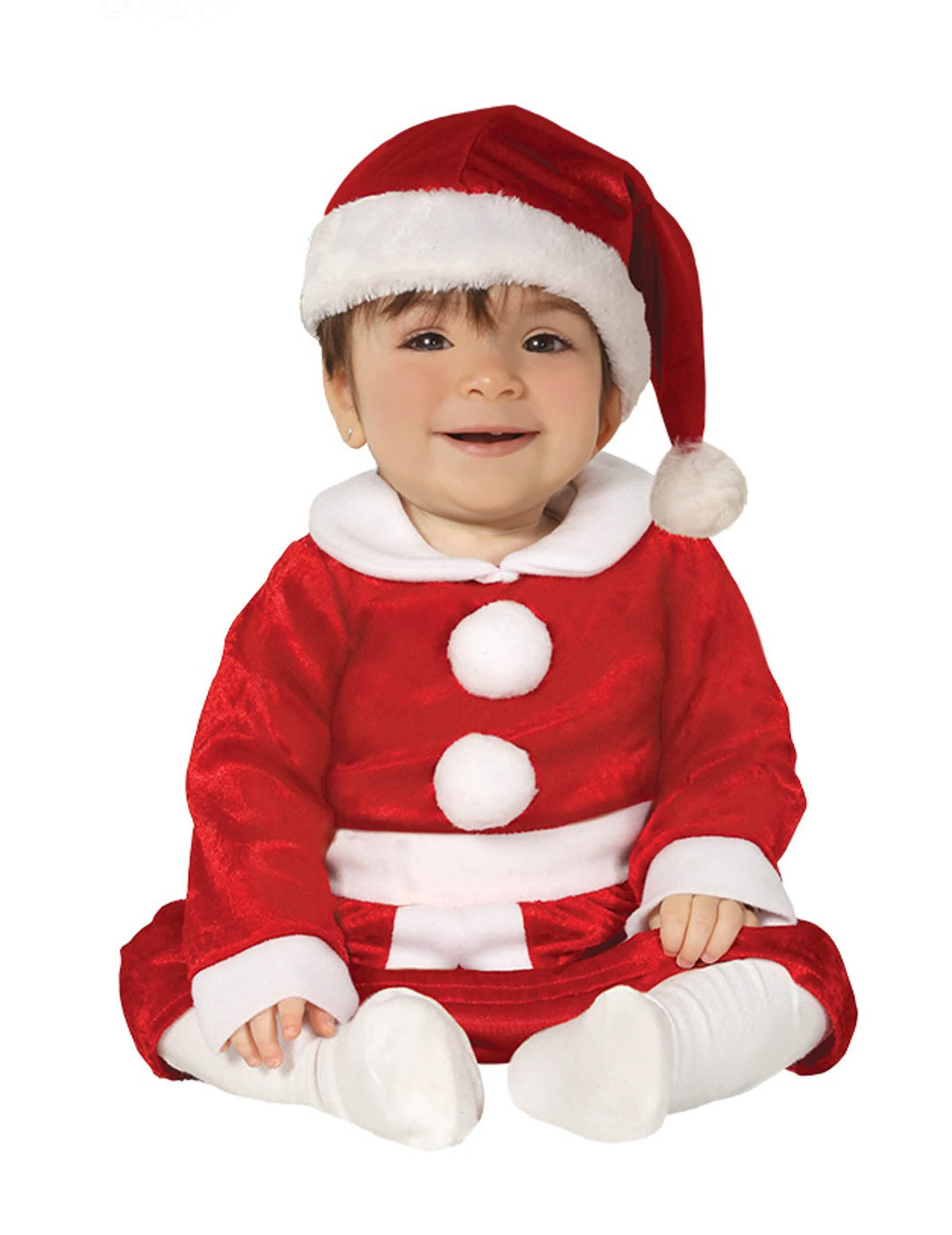 Fato de mãe natal para bebé vermelho e branco com gorro
