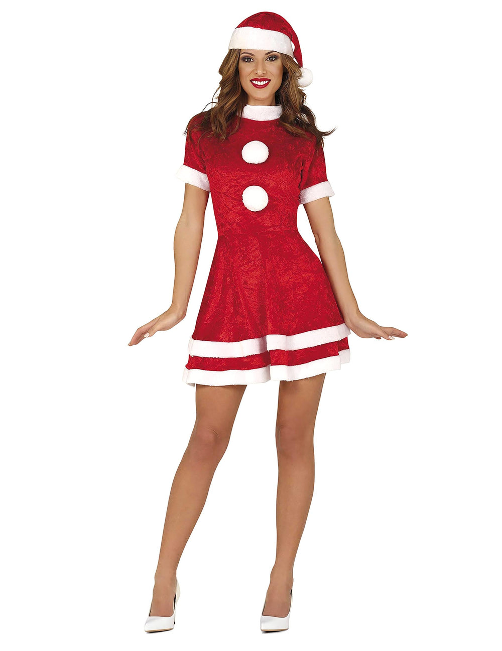 Déguisement de Mère Noël sexy pour femme rouge et blanc avec bonnet