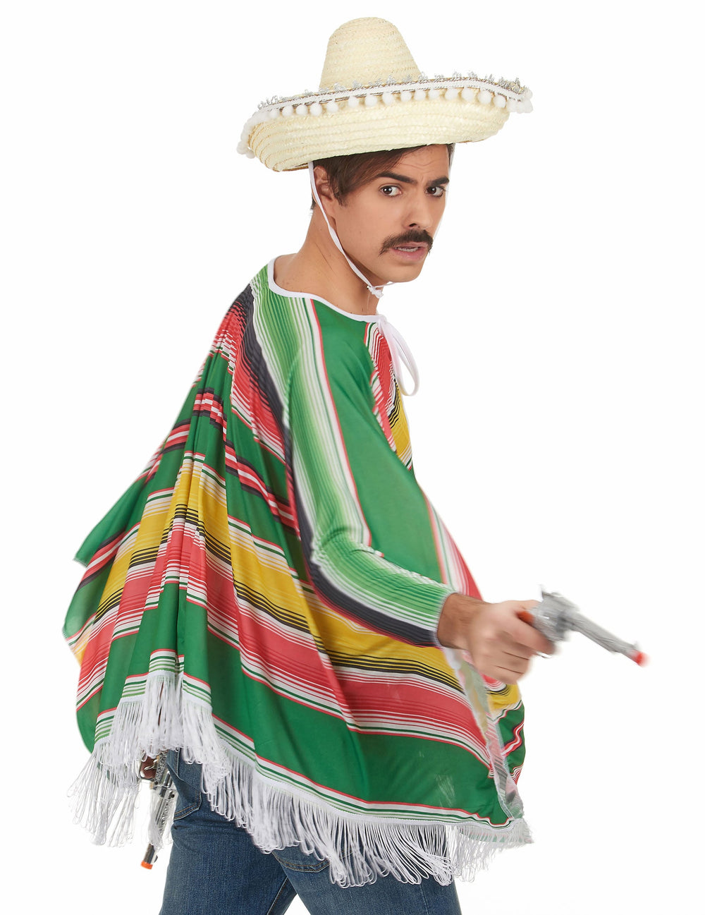 Vue de profil du déguisement mexicain à franges pour homme