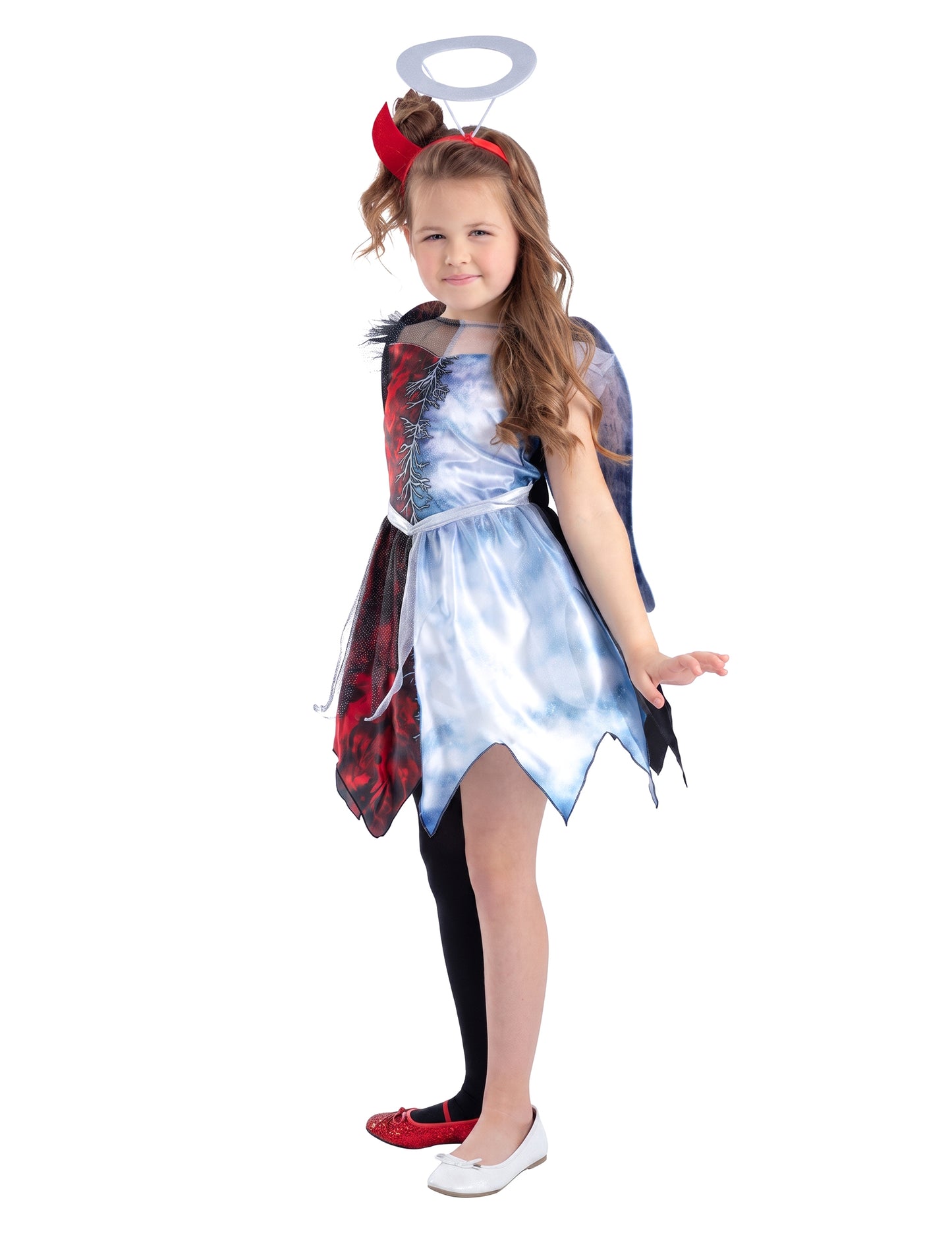 Fato de meio anjo meio demónio para menina
