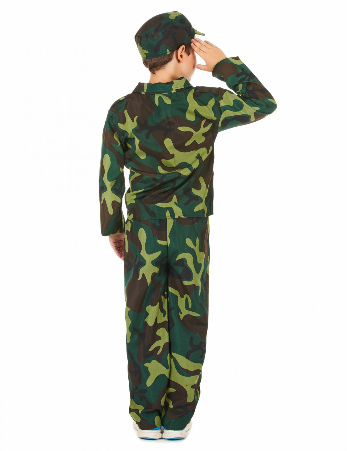 Vue de dos du déguisement militaire camouflage pour garçon