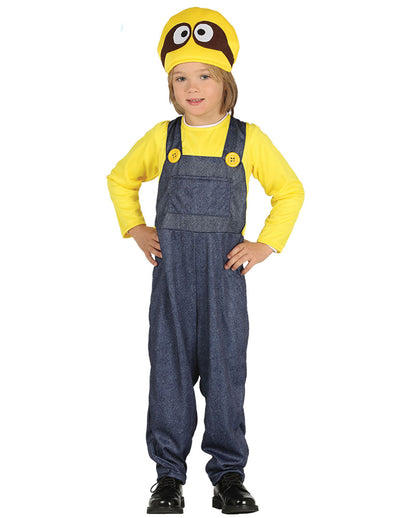Déguisement minimoi pour enfant jaune et bleu avec combinaison et bonnet