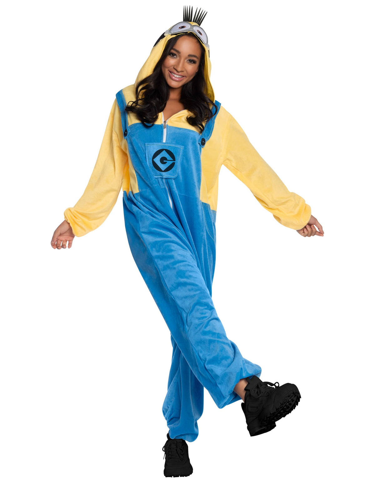 Déguisement Minions™ pour adulte jaune et bleu avec capuche