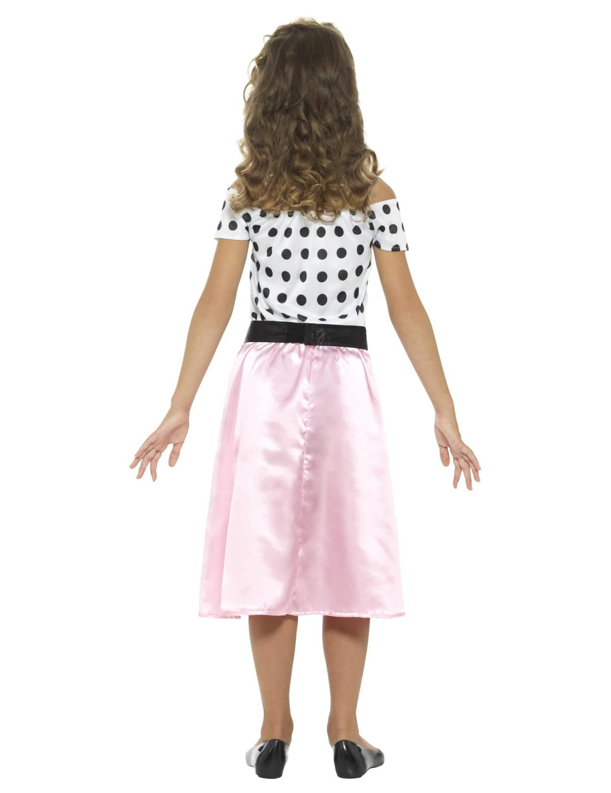 Vista de costas do disfarce miss girly anos 50 para menina