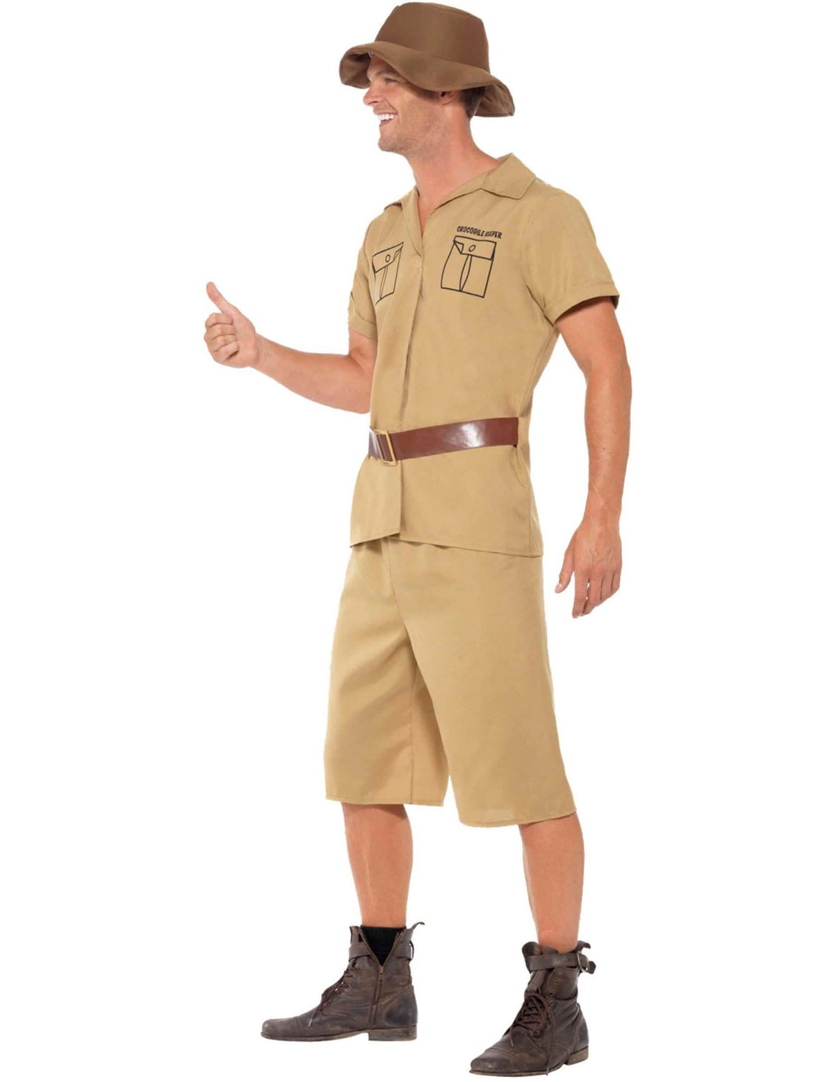 Vista de perfil do fato de crocodilo para homem