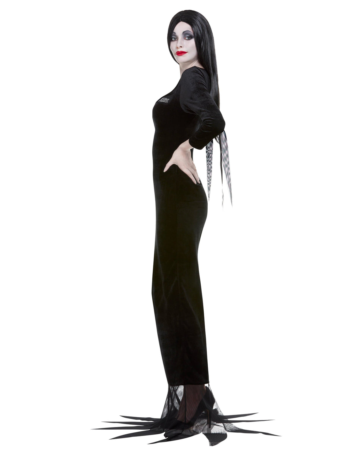 Vue de profil du déguisement Morticia Famille Addams™